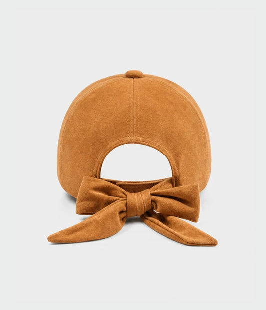 SUEDE BOW CAP.